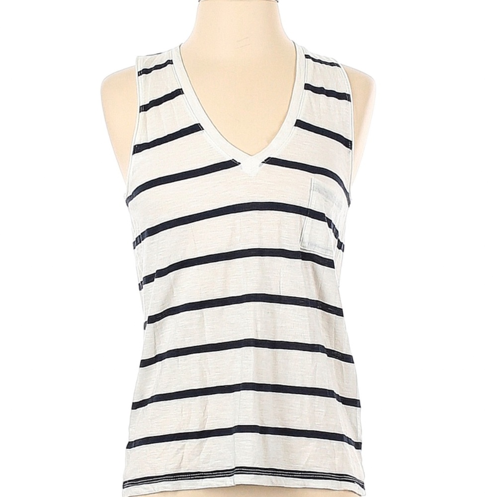 Madewell Women White & Navy Tank Top